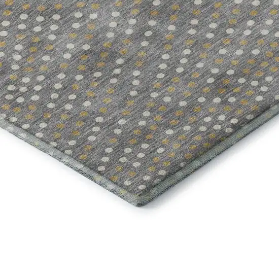 Gray Ivory And Gold Polka Dot Washable Area Rug With UV Protection Photo 7