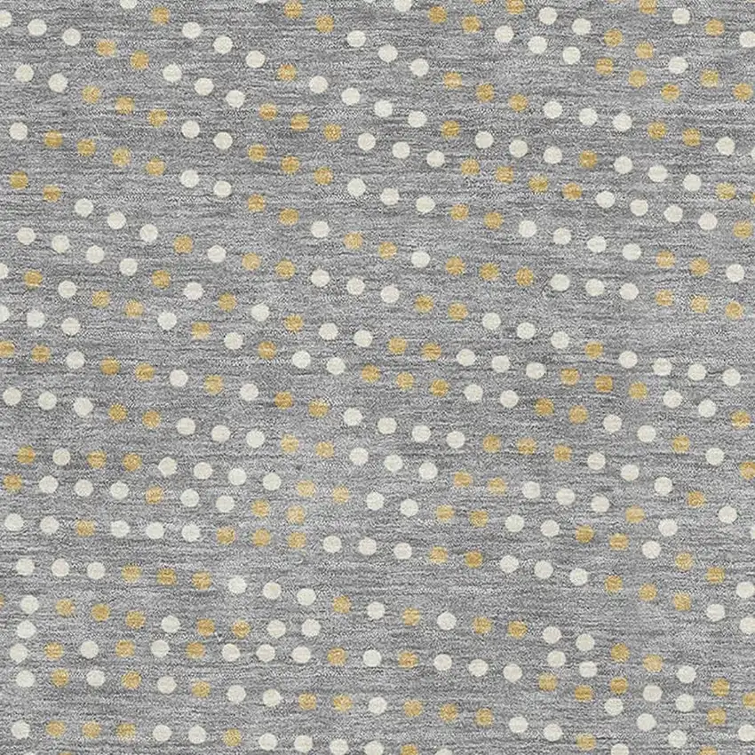 Gray Ivory And Gold Polka Dot Washable Area Rug With UV Protection Photo 2