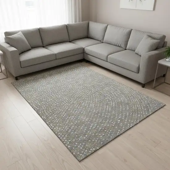 Gray Ivory And Gold Polka Dot Washable Area Rug With UV Protection Photo 2