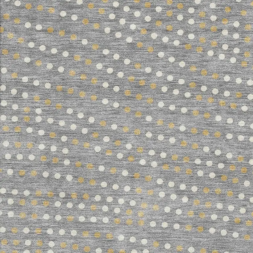 Gray Ivory And Gold Polka Dot Washable Area Rug With UV Protection Photo 2