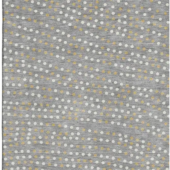 Gray Ivory And Gold Polka Dot Washable Area Rug With UV Protection Photo 3