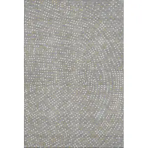 Photo of Gray Ivory And Gold Polka Dot Washable Area Rug With UV Protection