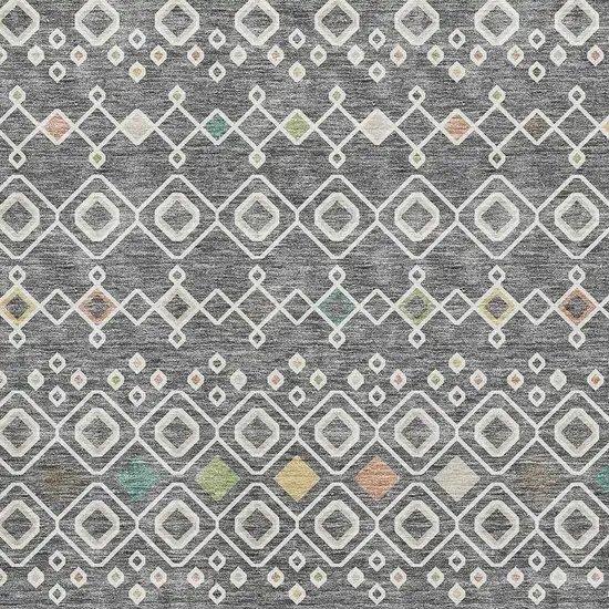 Gray Ivory And Gold Southwestern Washable Area Rug With UV Protection Photo 2