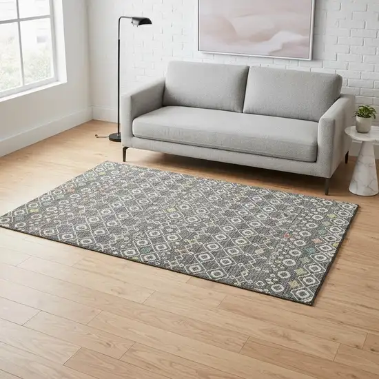 Gray Ivory And Gold Southwestern Washable Area Rug With UV Protection Photo 2