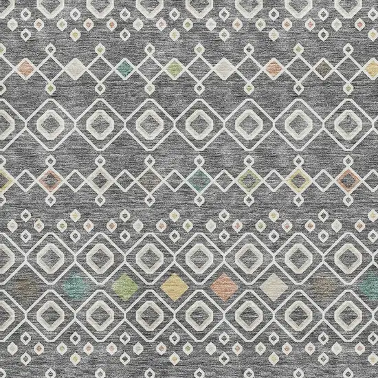 Gray Ivory And Gold Southwestern Washable Area Rug With UV Protection Photo 2