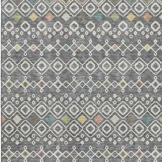 Gray Ivory And Gold Southwestern Washable Area Rug With UV Protection Photo 3