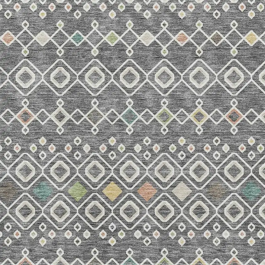 Gray Ivory And Gold Southwestern Washable Area Rug With UV Protection Photo 2