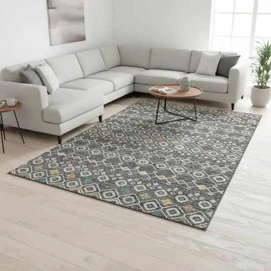 Gray Ivory And Gold Southwestern Washable Area Rug With UV Protection Photo 2