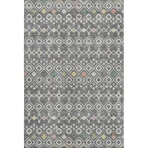 Photo of Gray Ivory And Gold Southwestern Washable Area Rug With UV Protection