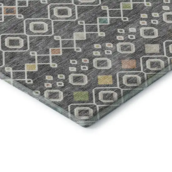 Gray Ivory And Gold Southwestern Washable Area Rug With UV Protection Photo 7