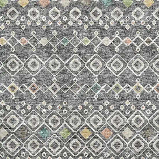 Gray Ivory And Gold Southwestern Washable Area Rug With UV Protection Photo 2
