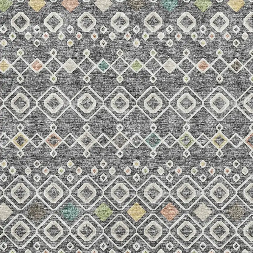 Gray Ivory And Gold Southwestern Washable Area Rug With UV Protection Photo 2