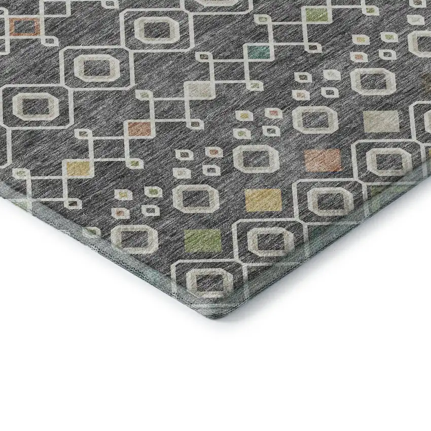 Gray Ivory And Gold Southwestern Washable Area Rug With UV Protection Photo 7