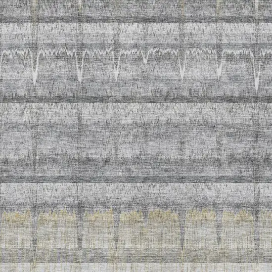 Gray Ivory And Gold Striped Washable Area Rug With UV Protection Photo 3