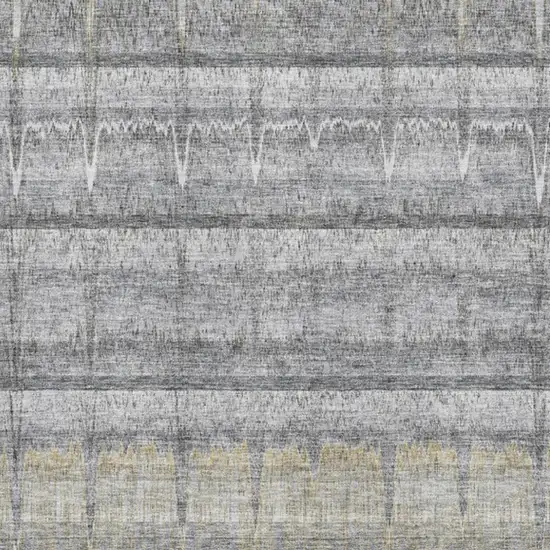 Gray Ivory And Gold Striped Washable Area Rug With UV Protection Photo 3