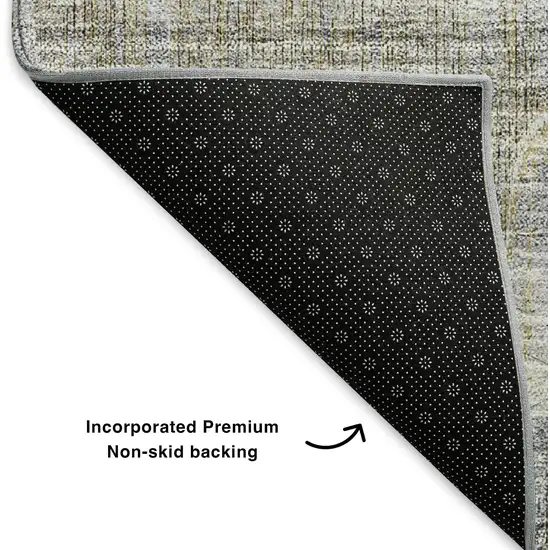 Gray Ivory And Gold Striped Washable Area Rug With UV Protection Photo 8