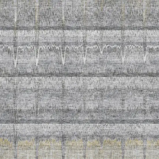 Gray Ivory And Gold Striped Washable Area Rug With UV Protection Photo 8