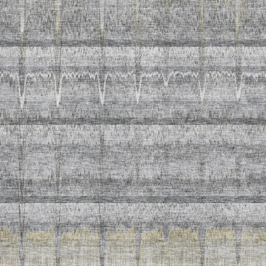 Gray Ivory And Gold Striped Washable Area Rug With UV Protection Photo 3