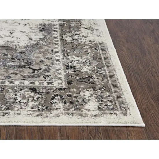 Gray Ivory And Natural Medallion Area Rug Photo 3