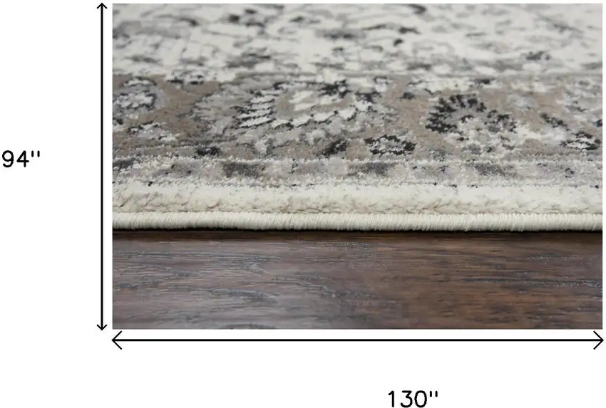 Gray Ivory And Natural Medallion Area Rug Photo 6