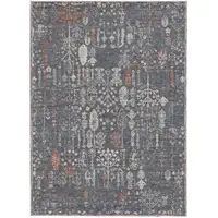 Photo of Gray Ivory And Orange Floral Power Loom Area Rug