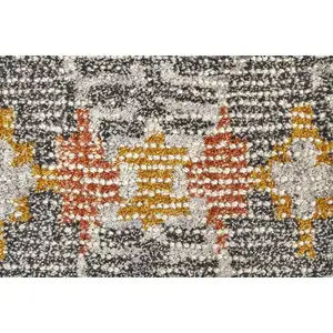 Photo of Gray Ivory And Orange Wool Geometric Tufted Handmade Area Rug