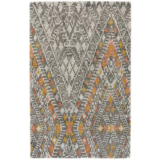 Gray and Ivory Wool Geometric Hand Tufted Area Rug Photo 2