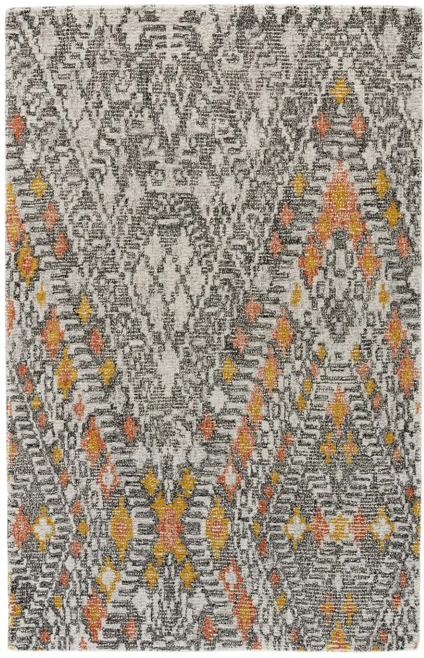 Gray and Ivory Wool Geometric Hand Tufted Area Rug Photo 2