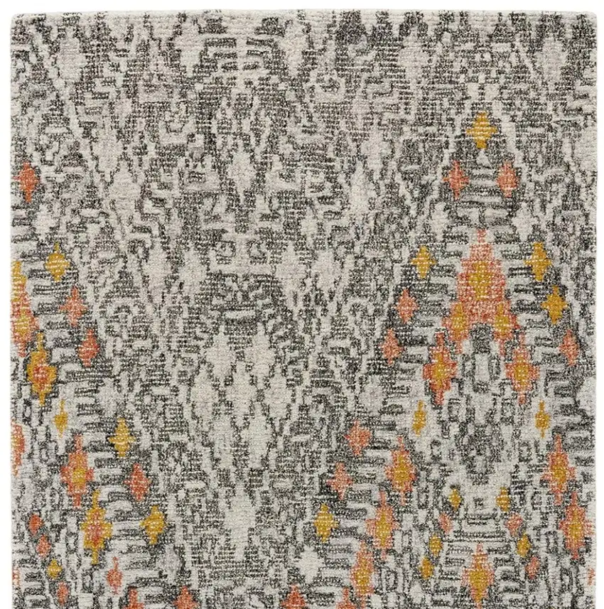 Gray and Ivory Wool Geometric Hand Tufted Area Rug Photo 7