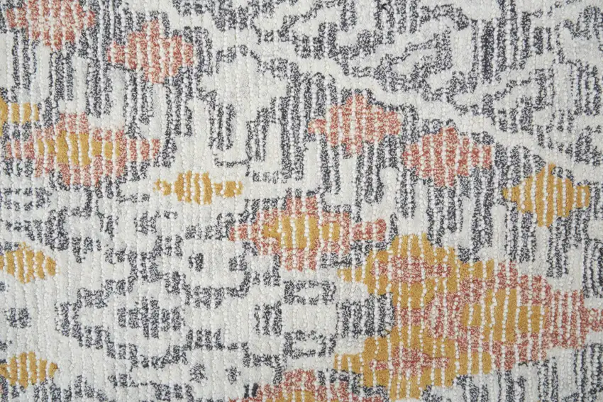 Gray Ivory And Orange Wool Geometric Tufted Handmade Area Rug Photo 4