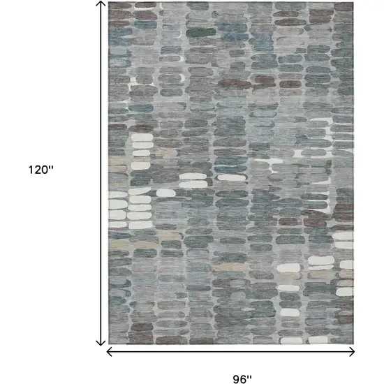 Gray Ivory And Pewter Abstract Washable Indoor Outdoor Area Rug Photo 3