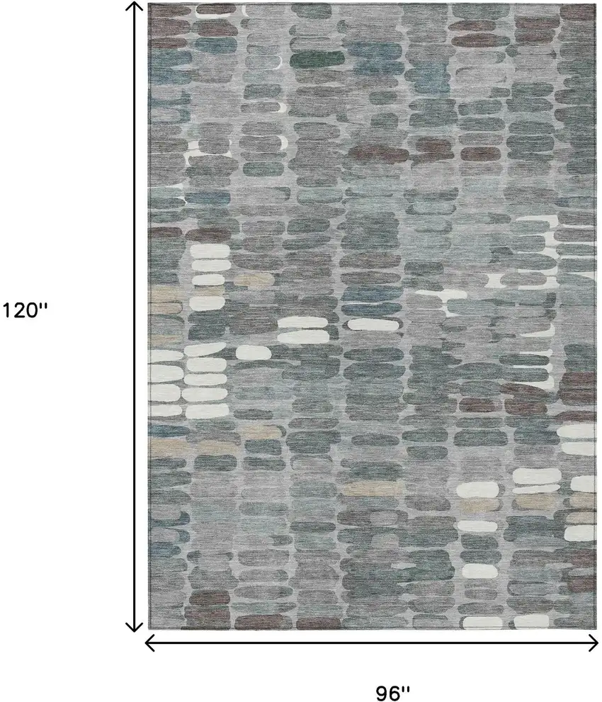 Gray Ivory And Pewter Abstract Washable Indoor Outdoor Area Rug Photo 3