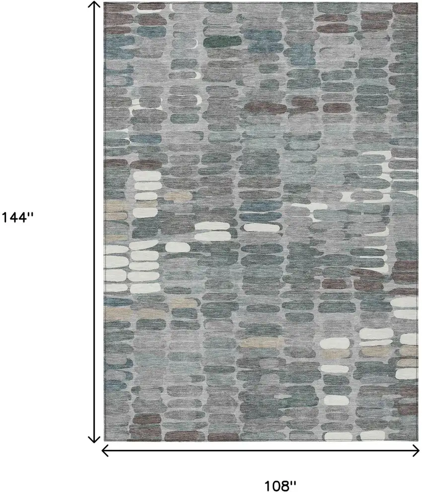 Gray Ivory And Pewter Abstract Washable Indoor Outdoor Area Rug Photo 3