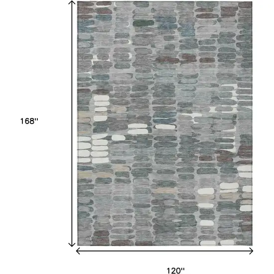 Gray Ivory And Pewter Abstract Washable Indoor Outdoor Area Rug Photo 3