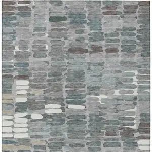 Photo of Gray Ivory And Pewter Abstract Washable Indoor Outdoor Area Rug