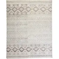 Photo of Gray Ivory And Pink Geometric Hand Knotted Area Rug