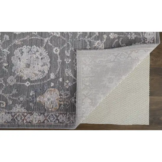 Gray Ivory And Red Floral Power Loom Area Rug Photo 4
