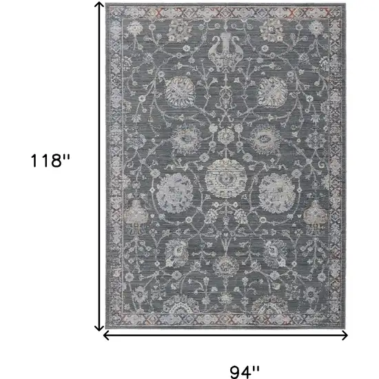 Gray Ivory And Red Floral Power Loom Area Rug Photo 10