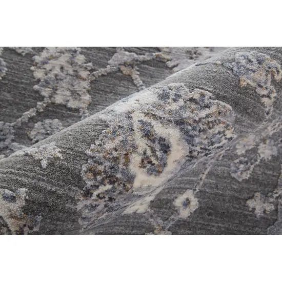 Gray Ivory And Red Floral Power Loom Area Rug Photo 9
