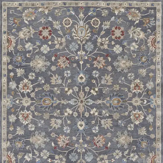 Gray Ivory And Red Wool Floral Tufted Handmade Stain Resistant Area Rug Photo 5