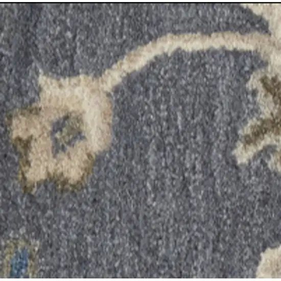 Gray and Ivory Wool Floral Shag Hand Tufted Area Rug Photo 3