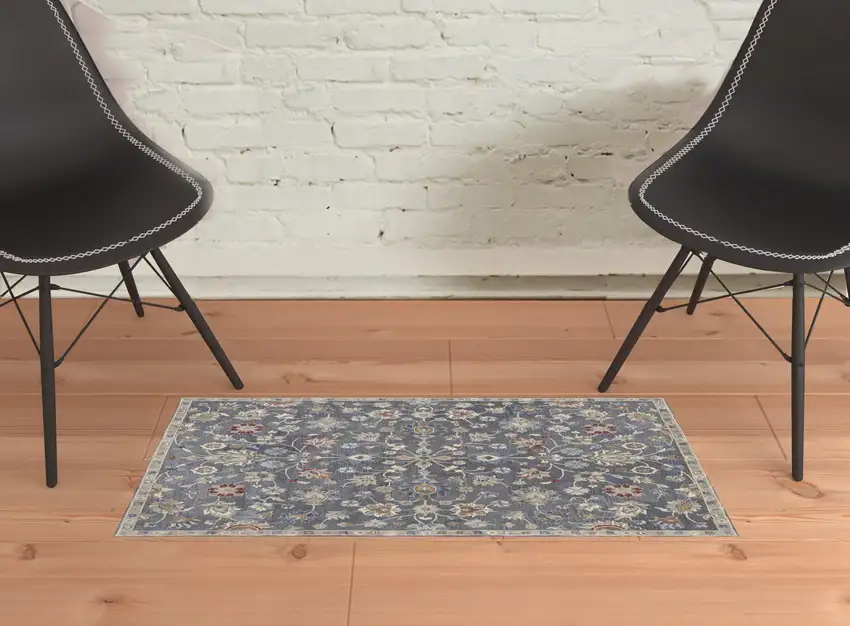 Gray Ivory And Red Wool Floral Tufted Handmade Stain Resistant Area Rug Photo 2