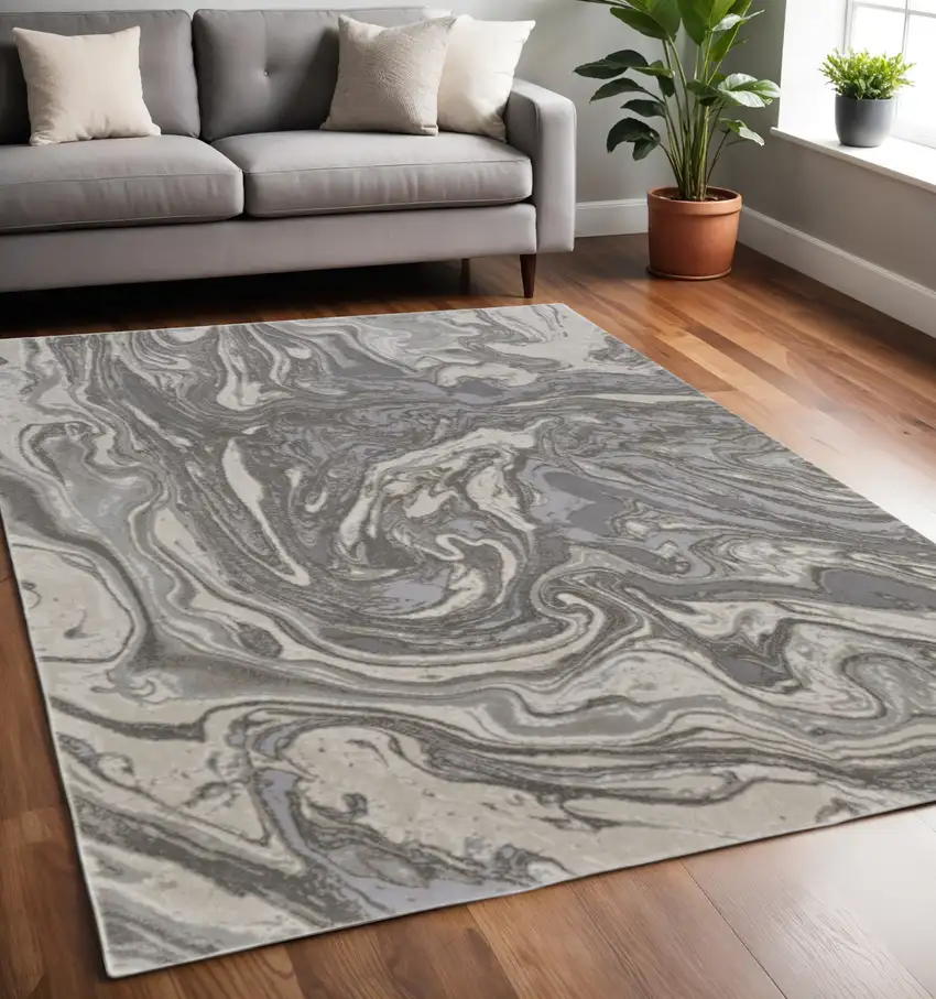 Gray Abstract Area Rug Photo 1