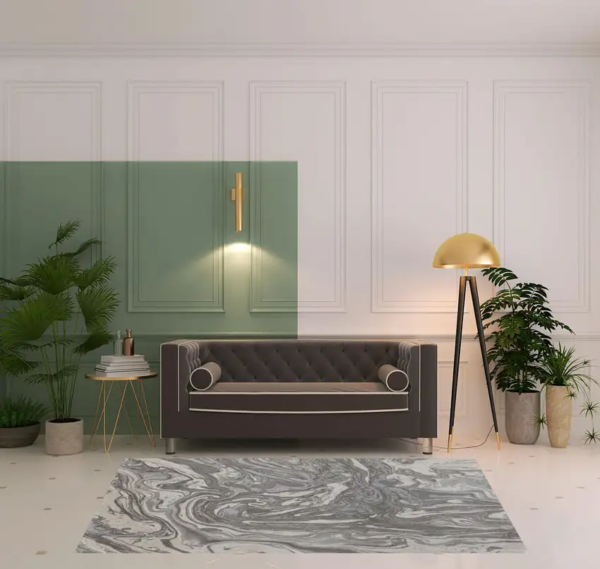 Gray Ivory And Silver Abstract Stain Resistant Area Rug Photo 2