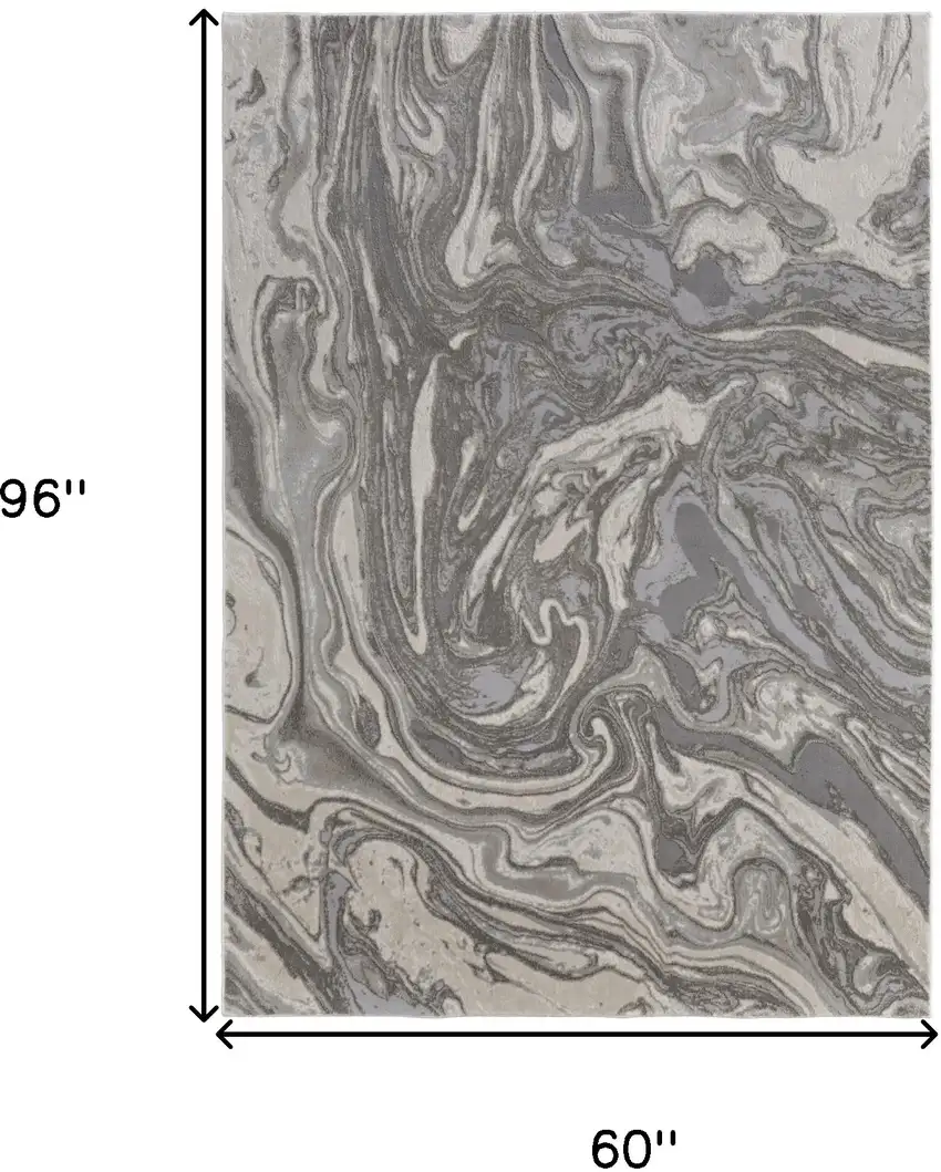 Gray Ivory And Silver Abstract Stain Resistant Area Rug Photo 10