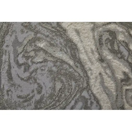 Gray Ivory And Silver Abstract Area Rug Photo 8