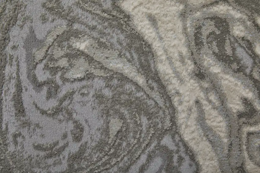 Gray Ivory And Silver Abstract Area Rug Photo 8