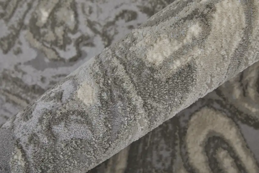 Gray Ivory And Silver Abstract Stain Resistant Area Rug Photo 9