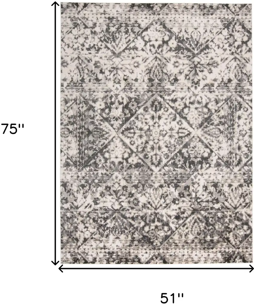 Gray Ivory And Silver Abstract Stain Resistant Area Rug Photo 10