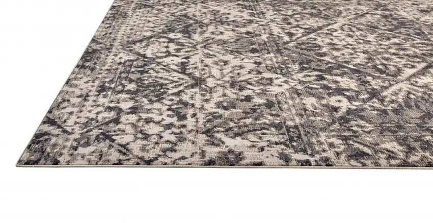 Gray Ivory And Silver Abstract Stain Resistant Area Rug Photo 3